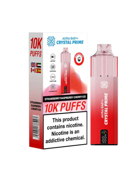 Aura Bar Crystal Prime Puffs Strawberry Raspberry Cherry Ice (10K)