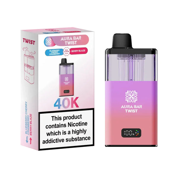 Aura Bar Twist Puffs Blueberry Cherry Carberry/Berry Blaze 40K (Pack of 5)