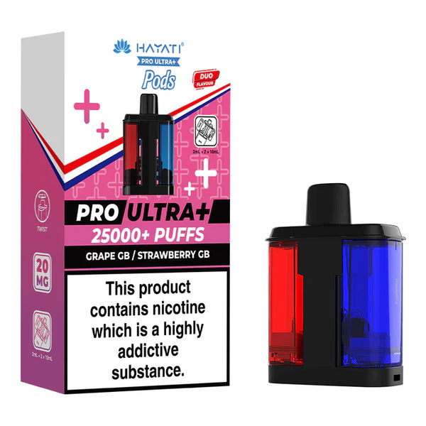 Hayati Pro Ultra + 25K  Grape GB / Strawberry GB  Pack of 5 x 20ml