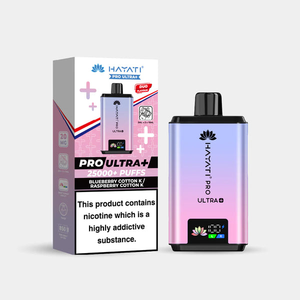 Hayati Pro Ultra + 25K  Blueberry Cotton / Raspberry Cotton  Pack of 5 x 20ml