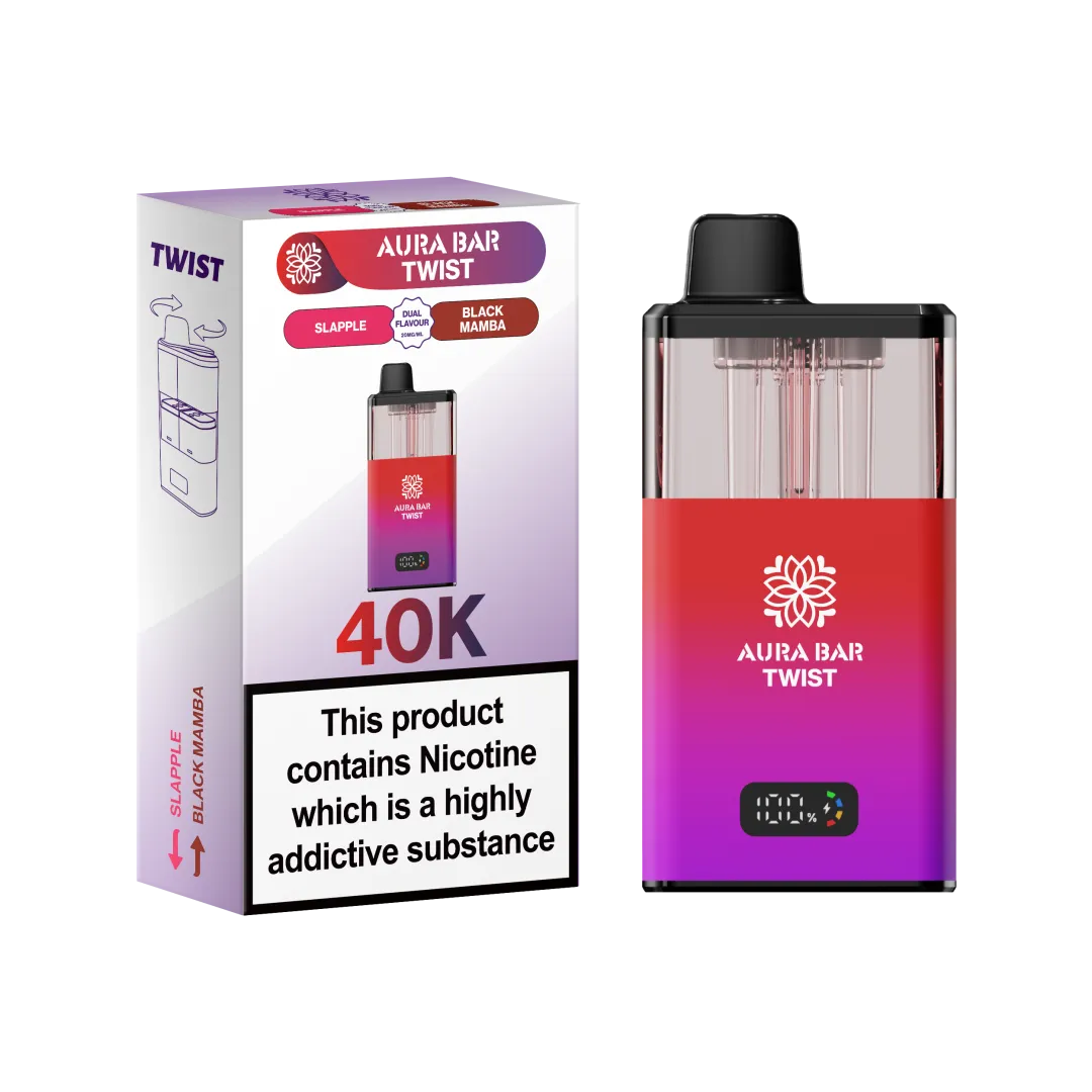 Aura Bar Twist Puffs  Stapple/Black Mamba 40K (Pack of 5)
