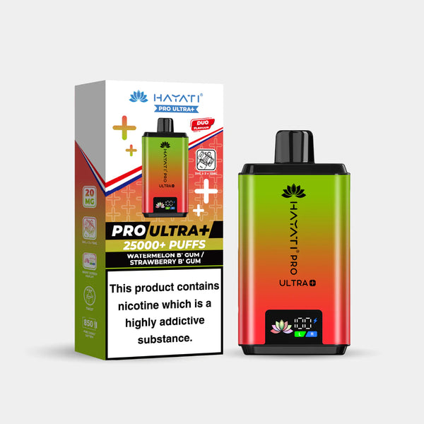 Hayati Pro Ultra + 25K  WaterMelon B Gum / Strawberry B Gum  Pack of 5 x 20ml