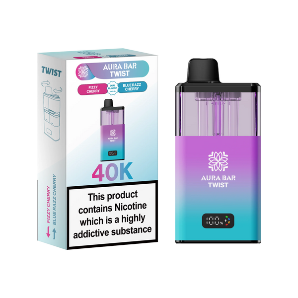 Aura Bar Twist Puffs  Fizzy Cherry/Blue Razz Cherry  40K (Pack of 5)