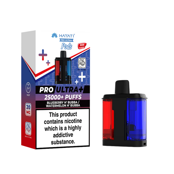 Hayati Pro Ultra + 25K  Blueberry HUBBA / WaterMelon HUBBA  Pack of 5 x 20ml