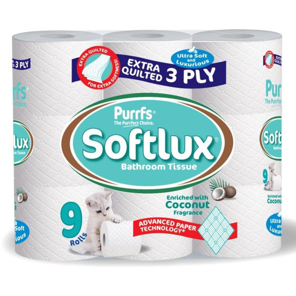 9 Pack 3Ply White Coconut Fragrance (Solux) (5×9)