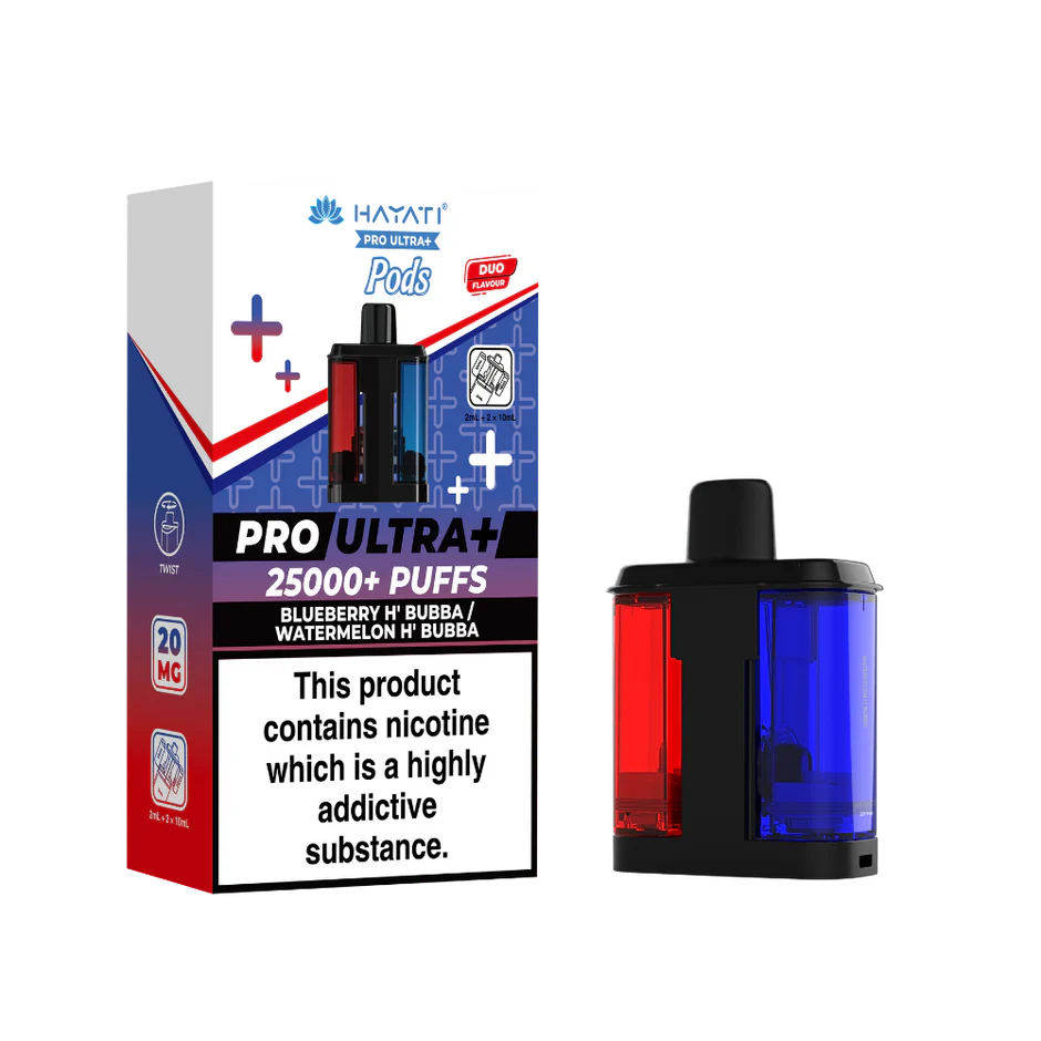 Hayati Pro Ultra + 25K  Blueberry HUBBA / WaterMelon HUBBA  Pack of 5 x 20ml