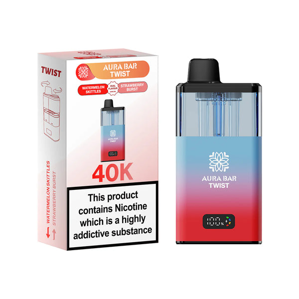 Aura Bar Twist Puffs  Ice Pop/Juicy Peach 40K (Pack of 5)