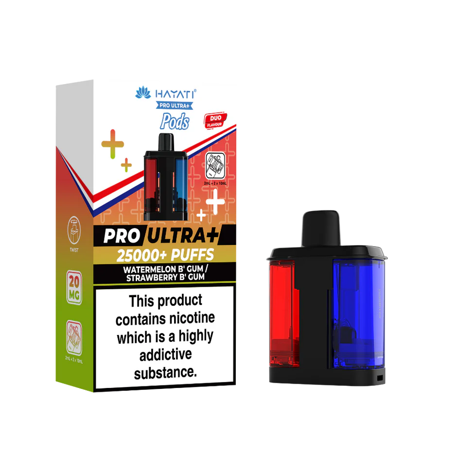 Hayati Pro Ultra + 25K  WaterMelon B Gum / Strawberry B Gum  Pack of 5 x 20ml