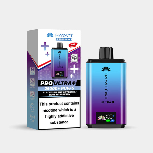 Hayati Pro Ultra + 25K  Blackcurrant Cotton K / Blue Raspberry  Pack of 5 x 20ml