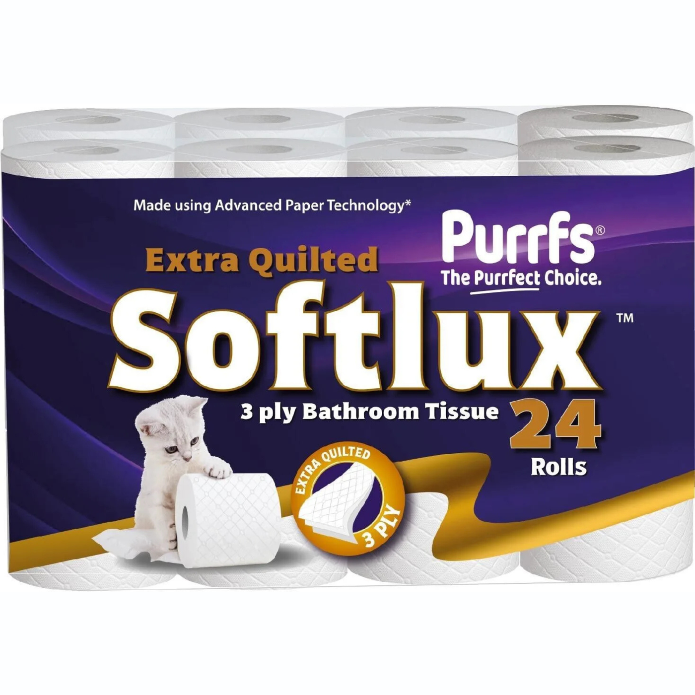 Softlux White Purrfs 3ply 24 rolls