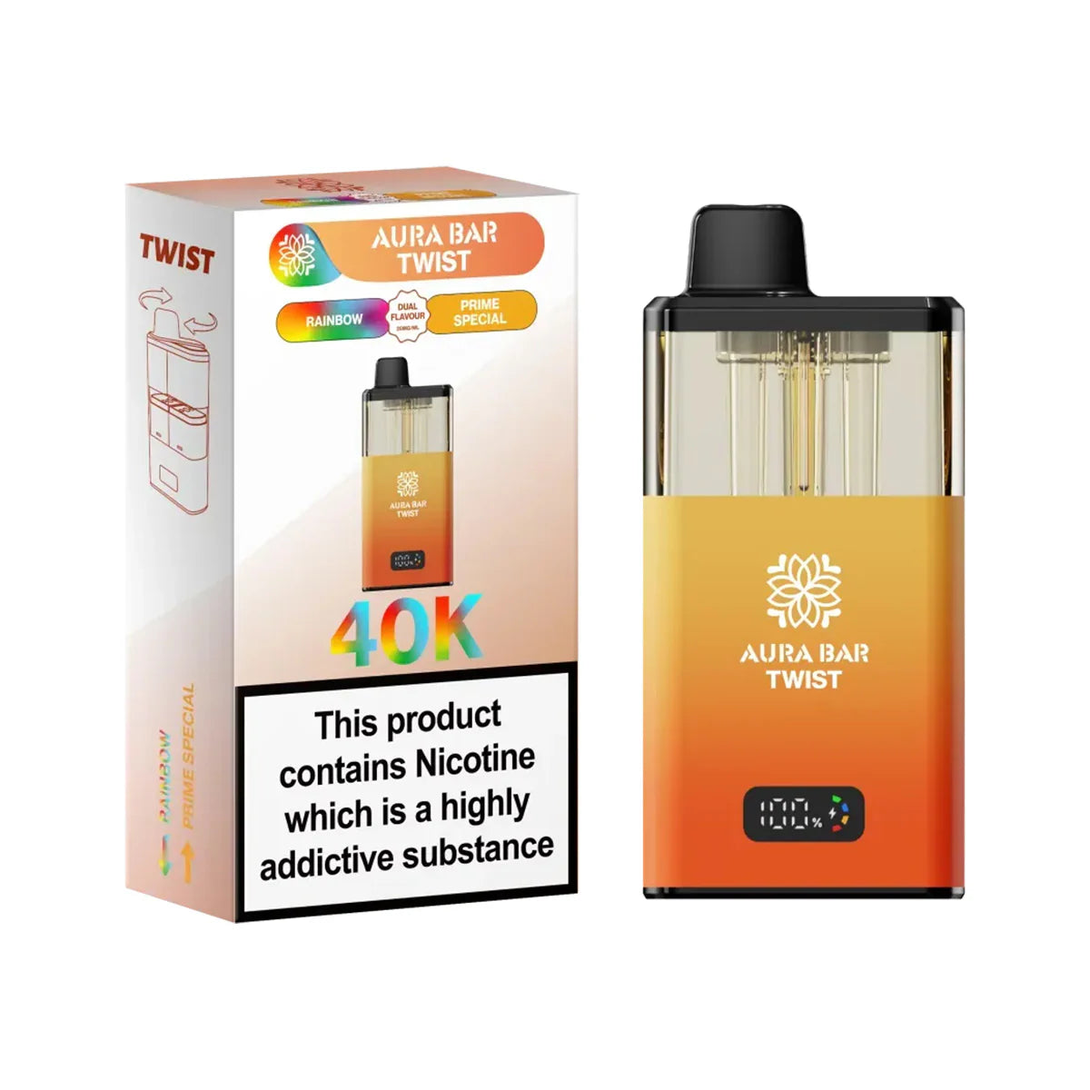 Aura Bar Twist Puffs  Rainbow Prime Special 40K (Pack of 5)